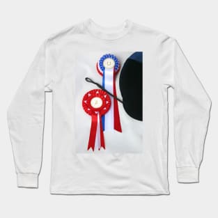 Horse Riding Hat & Winners Rosettes Long Sleeve T-Shirt